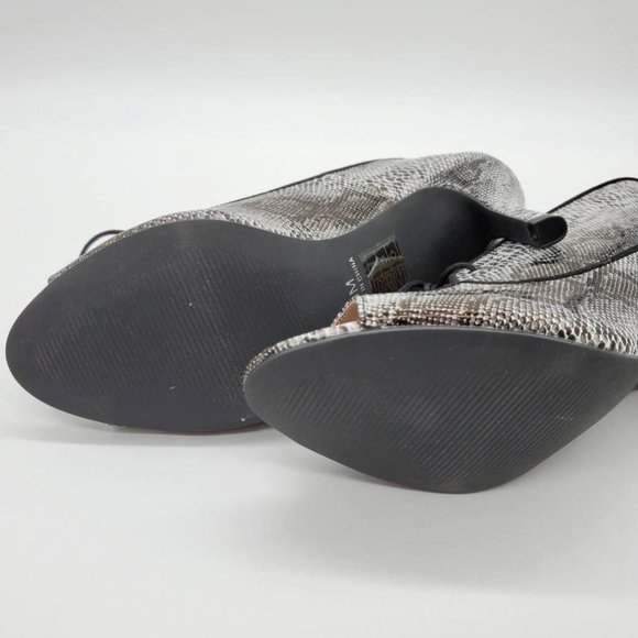 Midnight Velvet Womens Ankle Boots Shooties Black Gray Snake Print Slim Heel 8 M - Picture 4 of 10